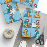 Load image into Gallery viewer, Dino-Merry Christmas Wrapping Paper - Festive Dinosaurs with Hats, Lights &amp; Gifts!