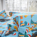 Load image into Gallery viewer, Dino-Merry Christmas Wrapping Paper - Festive Dinosaurs with Hats, Lights &amp; Gifts!