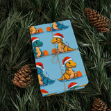 Load image into Gallery viewer, Dino-Merry Christmas Wrapping Paper - Festive Dinosaurs with Hats, Lights &amp; Gifts!