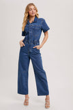 Load image into Gallery viewer, Jo - Denim Button Front Carpenter Jumpsuit