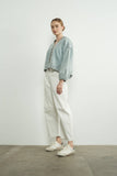 Load image into Gallery viewer, Aspen - Denim Embroidered Volume Sleeve Blouse