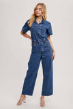 Load image into Gallery viewer, Jo - Denim Button Front Carpenter Jumpsuit