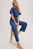 Load image into Gallery viewer, Jo - Denim Button Front Carpenter Jumpsuit