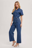 Load image into Gallery viewer, Jo - Denim Button Front Carpenter Jumpsuit