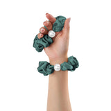 Load image into Gallery viewer, Blissy Pearl Scrunchies - Emerald