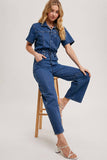 Load image into Gallery viewer, Jo - Denim Button Front Carpenter Jumpsuit